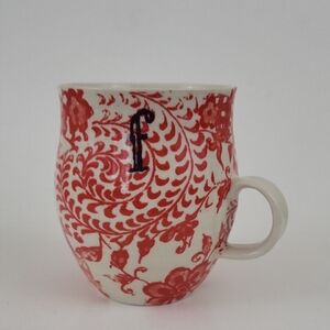 Anthropologie Homegrown Monogram Initial “F” Mug